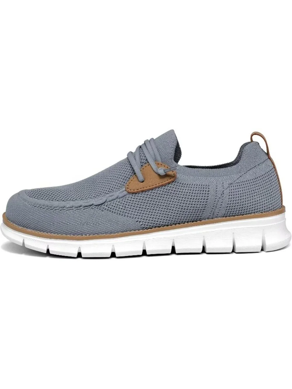 Men's Grey White Loafers Slip On Walking Dress Casual Business Oxfords Sneakers